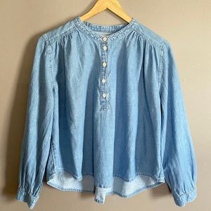 Madewell Denim Shirred Popover Top